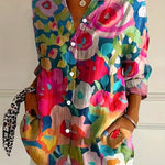 Sadie colourful pattern blouse in Pink Watercolour, view 6