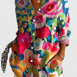 Anica colourful print blouse in Pink Watercolour Floral, view 5