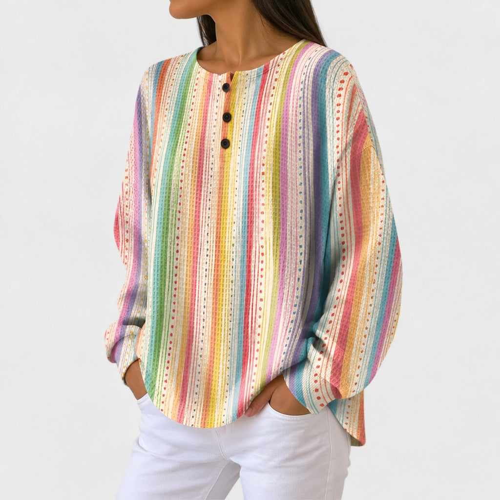 Sara colourful striped jumper, view 2