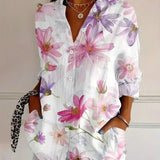 Sadie colourful pattern blouse in White, view 5