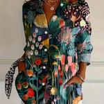 Lana colourful classic blouse in Green, view 4