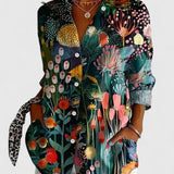 Anica colourful print blouse in Green, view 7