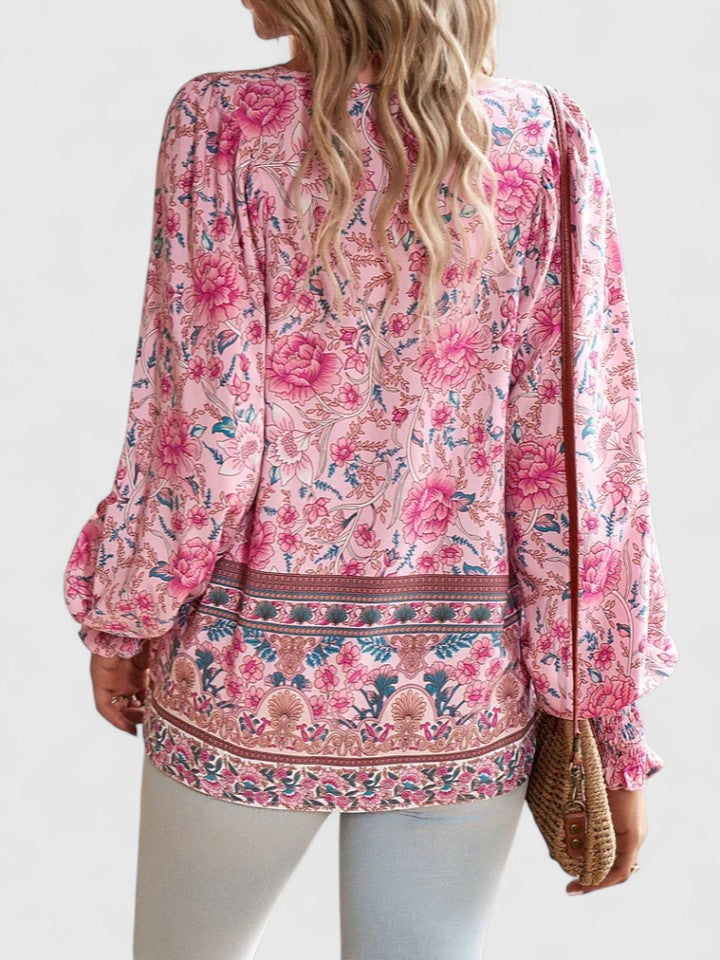 Renazianne boho print top, view 9