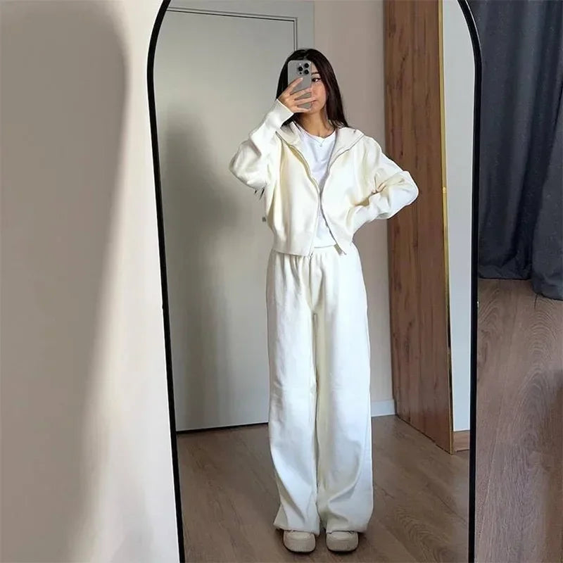 Juliette stand-collar jacket and trouser set in White, view 9