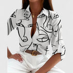 Lisette printed long sleeve blouse in White, view 4
