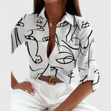 Lisette printed long sleeve blouse in White, view 4