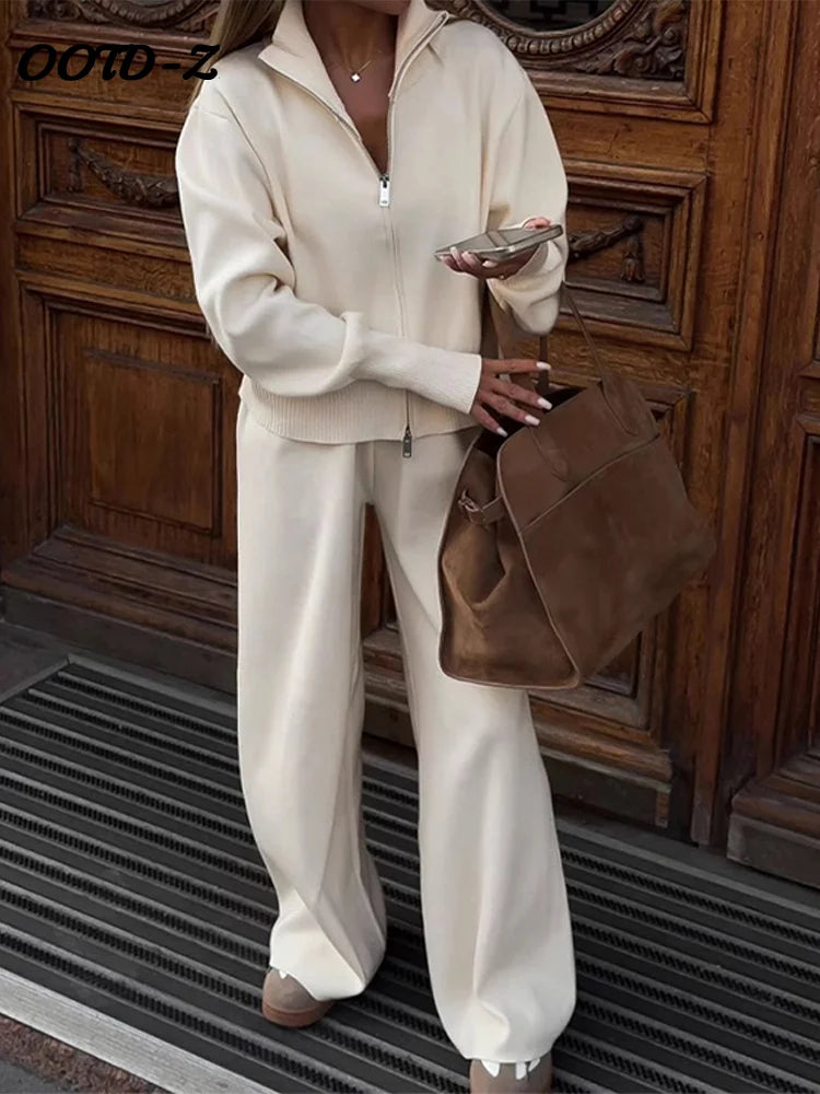 Juliette stand-collar jacket and trouser set, front view