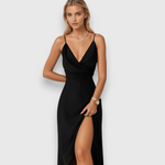 Chloe Silk Slip Dress in Black, view 3