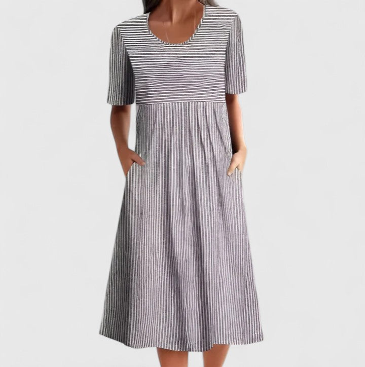 Felyzette striped midi dress in Grey, view 2