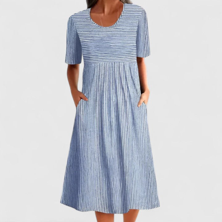 Felyzette striped midi dress in Blue, front view