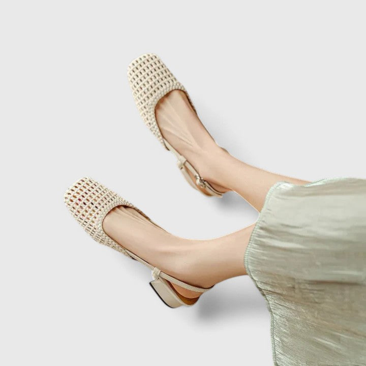 Daniela Woven Slingback Heeled Sandals, view 7
