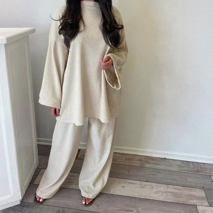 Sharon corduroy two-piece set in Off White, view 8