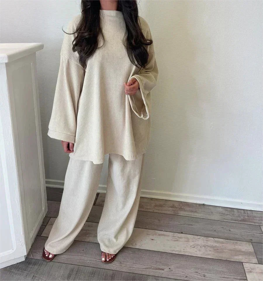 Sharon corduroy two-piece set in Off White, view 8