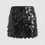 Sequin disc mini skirt in Black, view 4