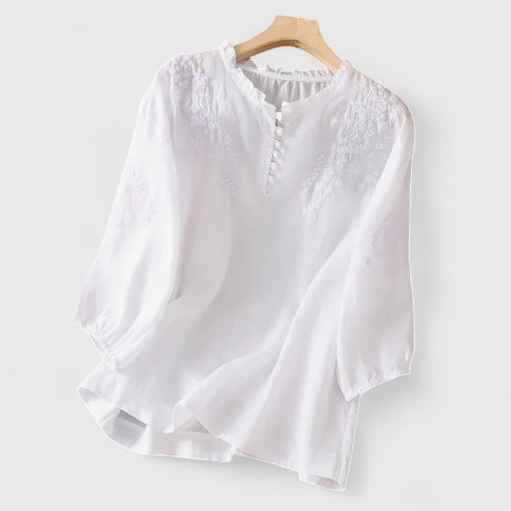 Vasilene embroidered blouse in White, view 2