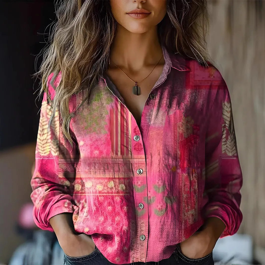 Hayden Delanova floral collar blouse in Pink, view 2