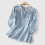 Vasilene embroidered blouse in Blue, view 3