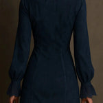Suede lace zip neck mini dress, view 4