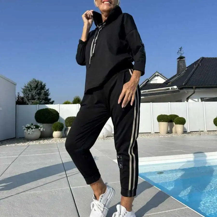 Olyra two-piece hoodie and jogger set in Black, view 4