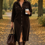 Isabel corduroy midi dress, front view