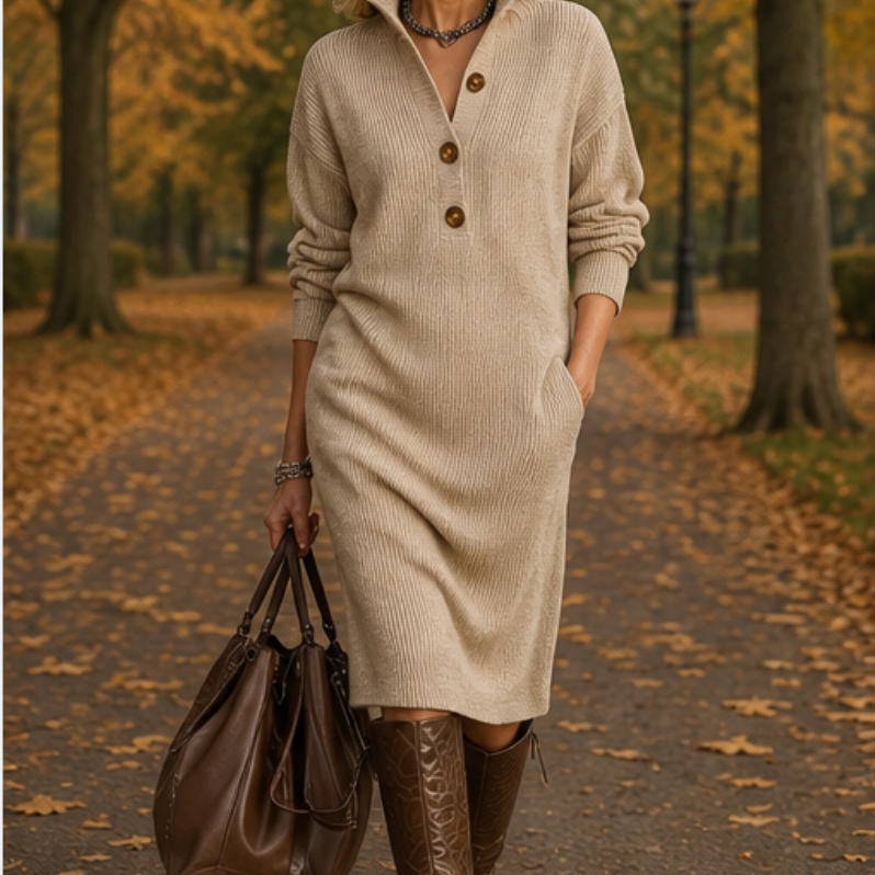 Janice ribbed knit jumper dress, front view