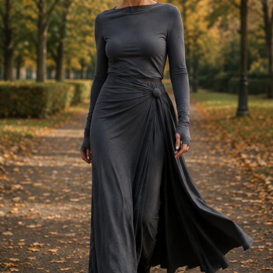Naiara side knot maxi dress, front view