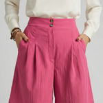 Tailored high waist pleated shorts in Pink, view 14