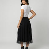 Layered tulle midi skirt, view 3