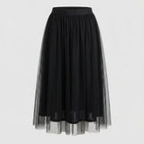 Layered tulle midi skirt, view 4