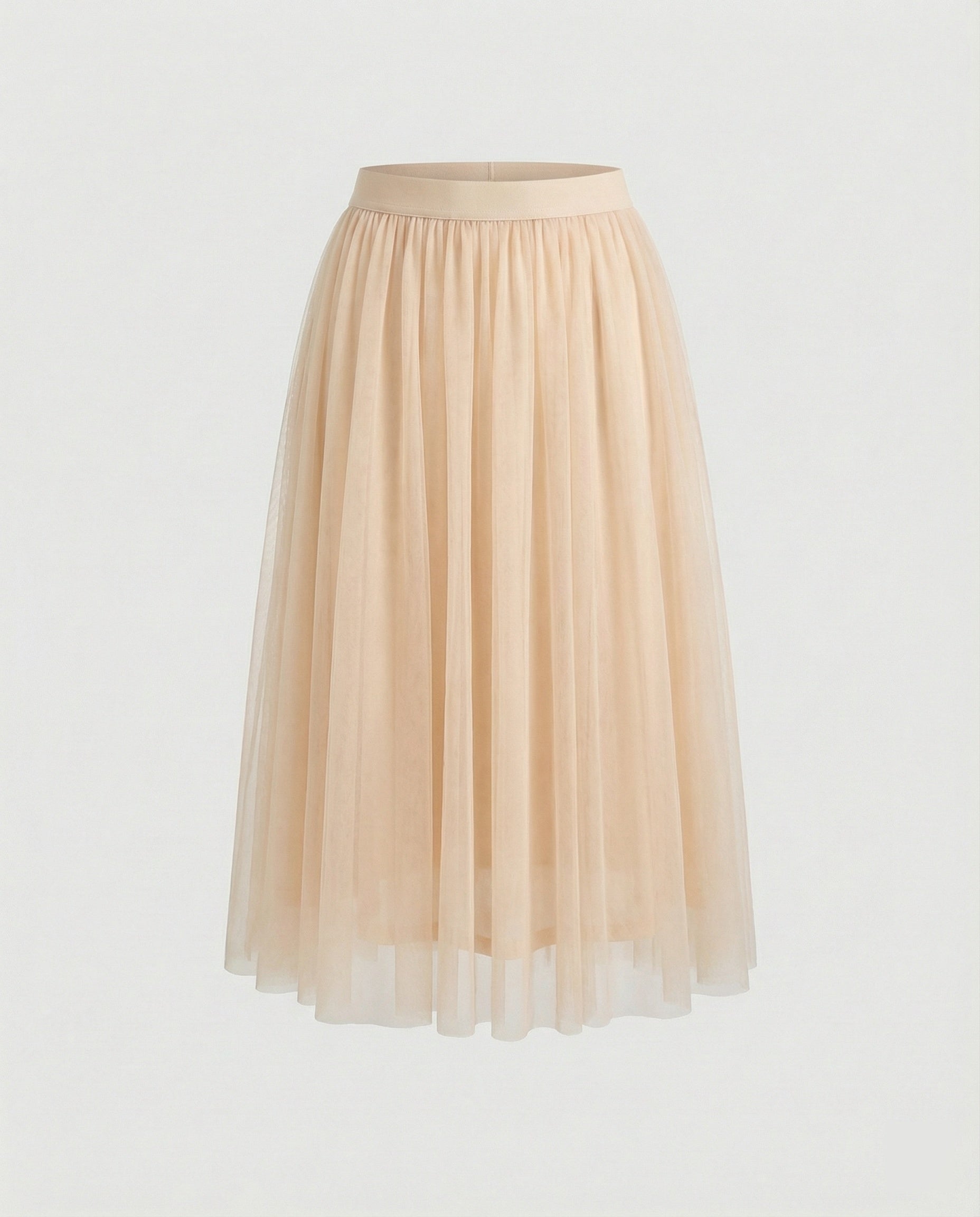 Layered tulle midi skirt in Beige, view 5
