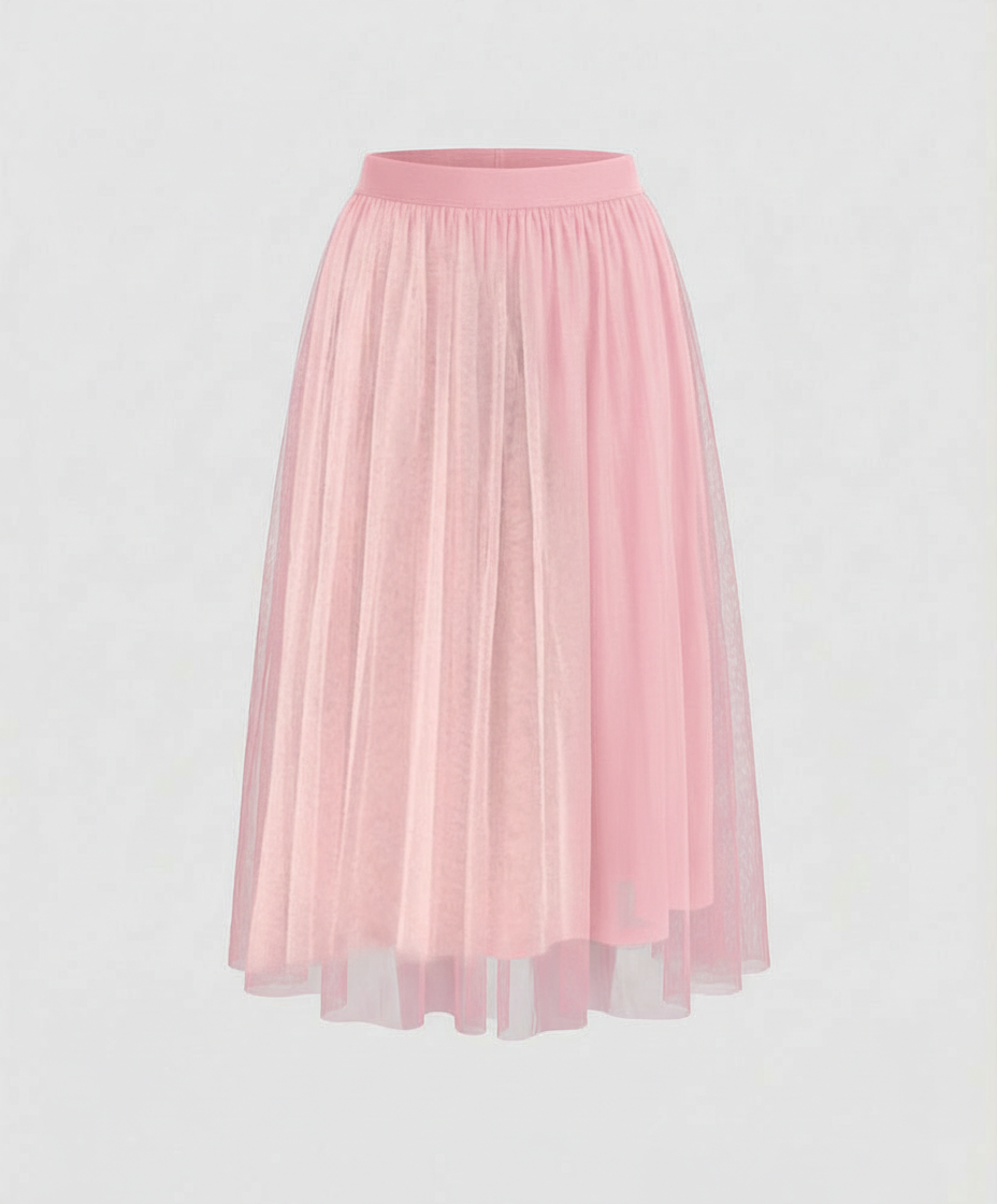 Layered tulle midi skirt in Pink, view 7