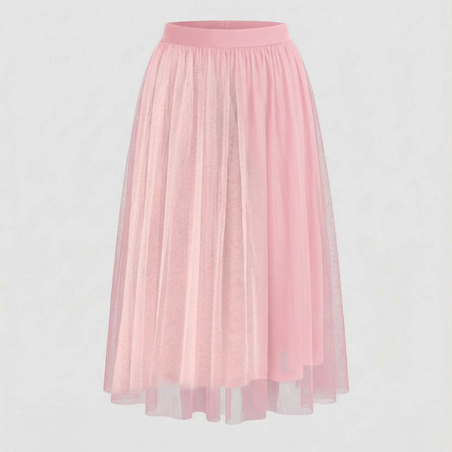 Layered tulle midi skirt in Pink, view 7