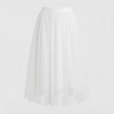 Layered tulle midi skirt in White, view 8