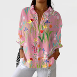 Sophia spring garden blouse in Pink, front view
