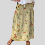 Retro floral skirt with elastic waistband, front view
