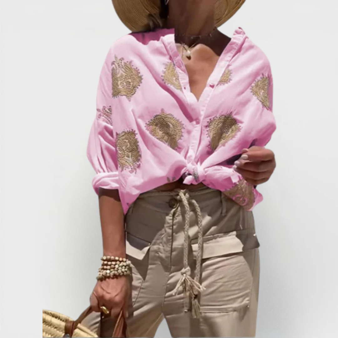 Veronika embroidered blouse, front view