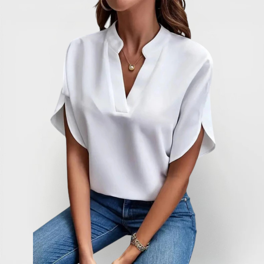 Beatrix soft V-neck shirt, front view