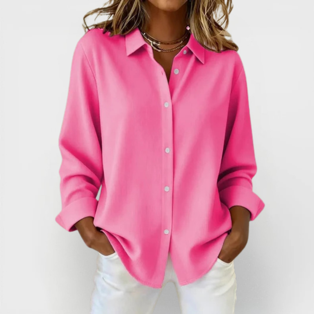 Cecilia elegant button blouse, front view