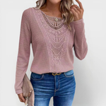 Amelie pink boho lace blouse, front view