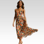 Chiara Painterly Print Midi Dress, front view