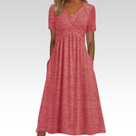 Hannah V-neck maxi dress in Pink, front view