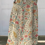 Rose paisley floral print maxi skirt in Beige, front view