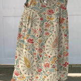 Rose paisley floral print maxi skirt in Beige, front view