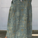 Ida teal botanical print maxi skirt in Dark Green, front view