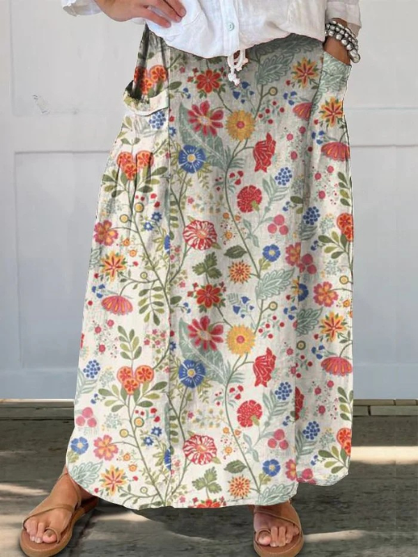 Charlotte floral print maxi skirt in Multicolour, front view