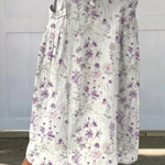 Vintage floral linen elasticated waist skirt, view 2