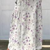 Vintage floral linen elasticated waist skirt, view 2