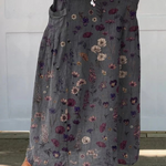 Floral print linen maxi skirt in Charcoal Floral, front view