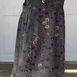 Floral print linen maxi skirt in Charcoal Floral, front view