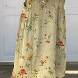 Retro floral skirt with elastic waistband in Beige, view 2